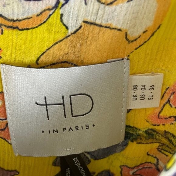 Anthropologie HD In Paris Sun Garden Yellow Floral Blouse Size 4 Bohemian Top - Picture 4 of 7